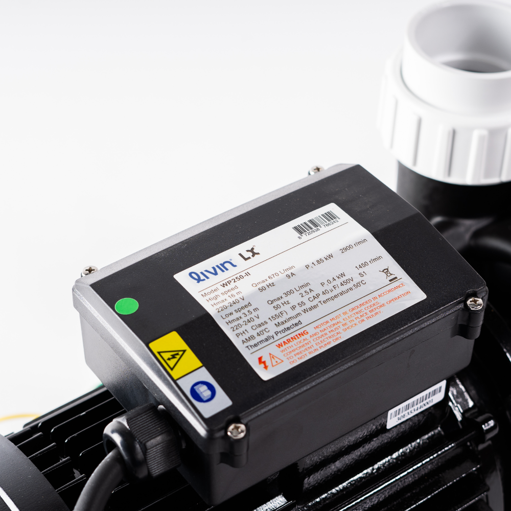 Detail foto van een wp200 spa pomp