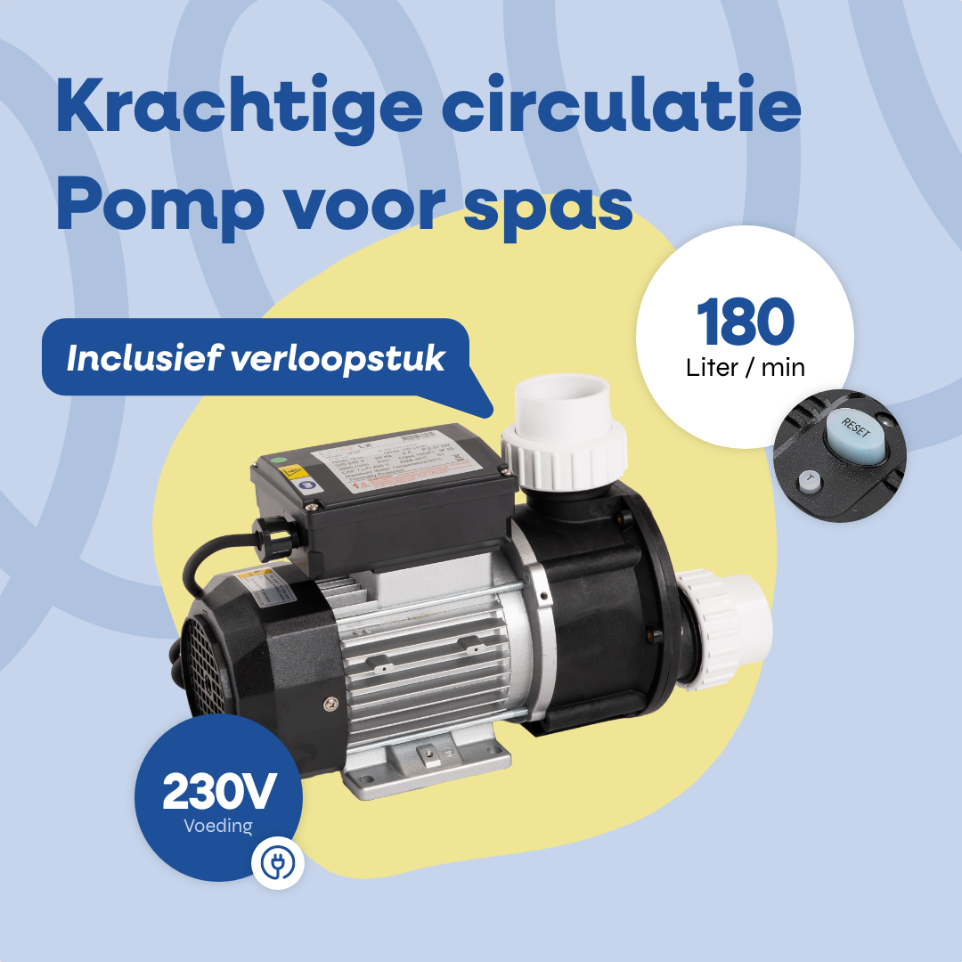 Energiezuinige spa pomp LX JA50 inclusief verloopstuk en 230V voeding