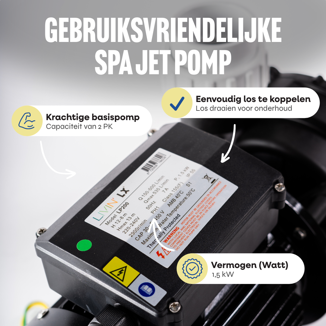 LX LP200 pomp met 230V aansluiting en stille werking