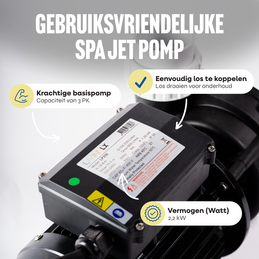 Close-up van de LX LP300 massagepomp met 2900 RPM motor en stille werking